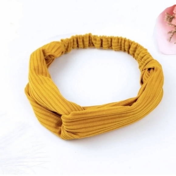 Ribbed Jersey Twist Headwrap - Mustard - Picture 8 of 9